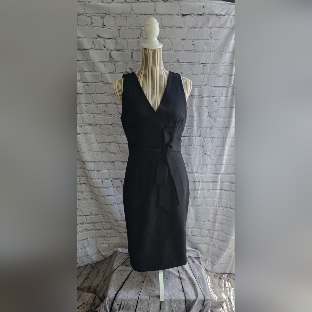 JS Collections Black Sheath Midi Dress Halter V-Neck